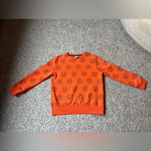 Amazon Essentials Orange Tiger Print Kid’s Crewneck Sweatshirt